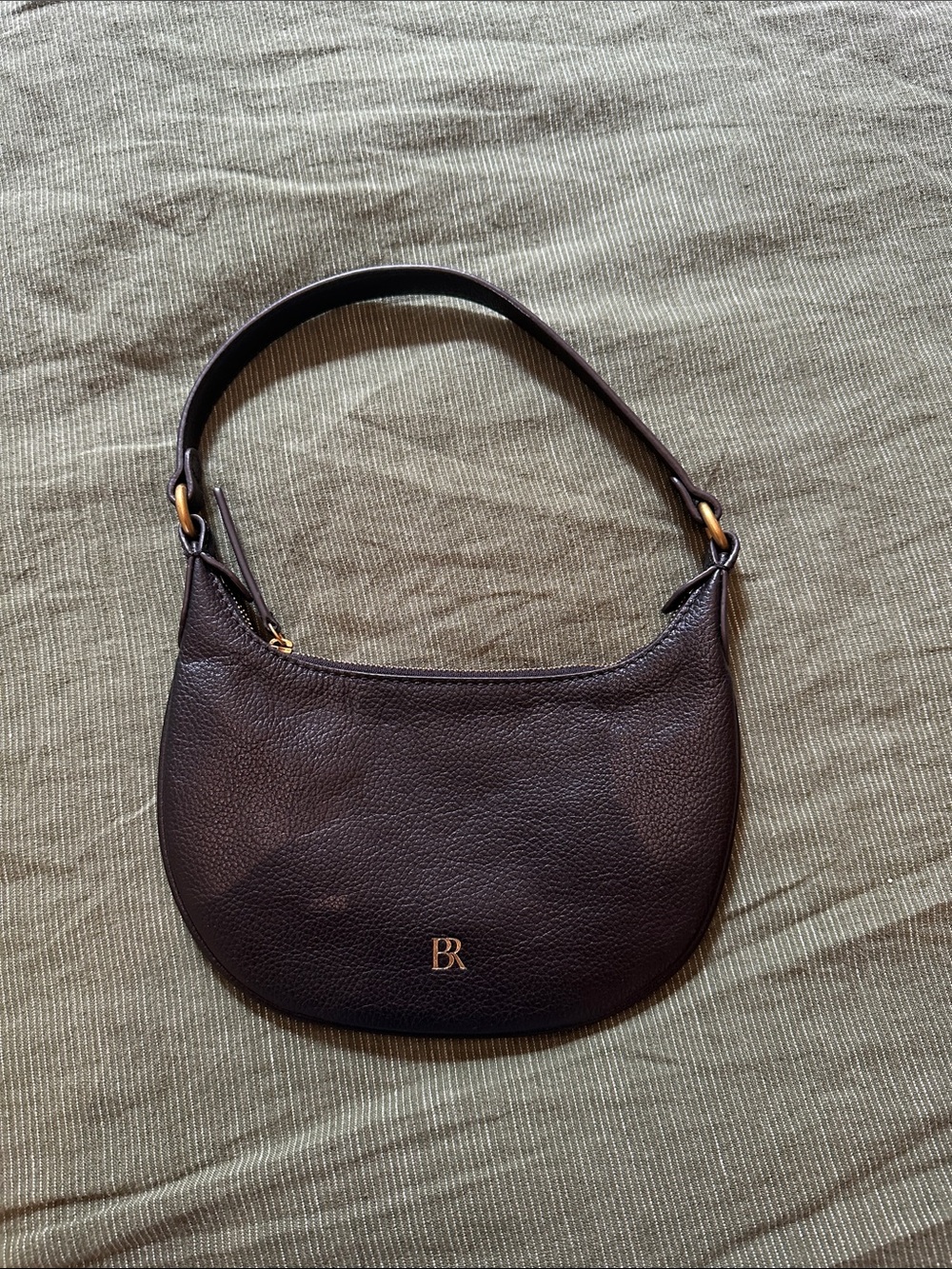 Banana Republic Black Pebbled Leather Crescent Mini Bag